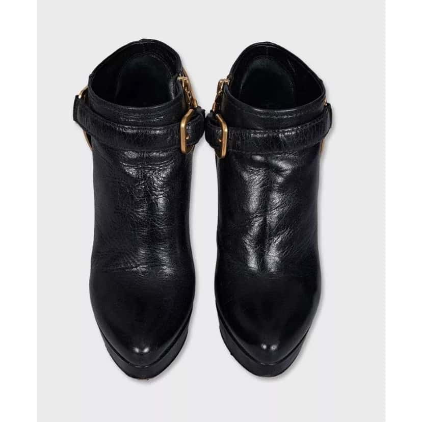 Prada Ankle Boots with Hardware Black Leather Good condition - Back View