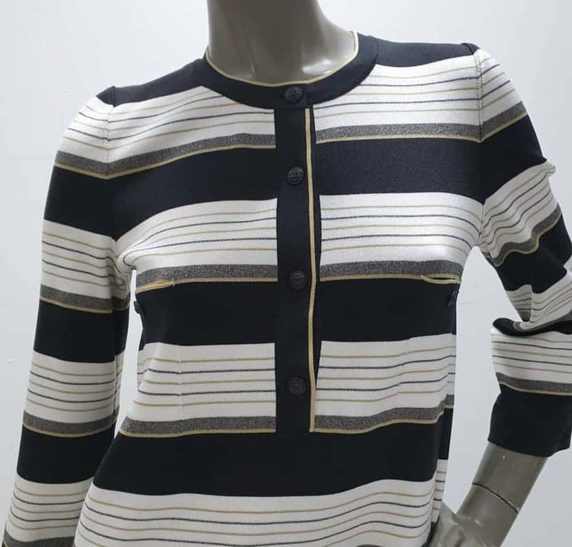 Chanel Striped Tunic dress Casual Dress Black Silk Very good condition - Back View