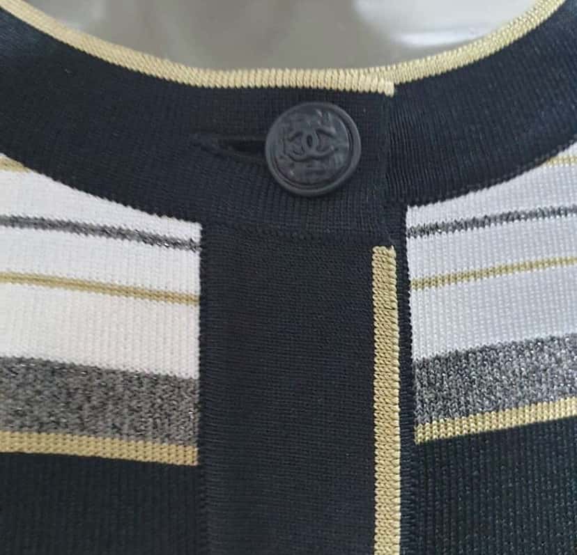 Chanel Striped Tunic dress Casual Dress Black Silk Very good condition - Model View