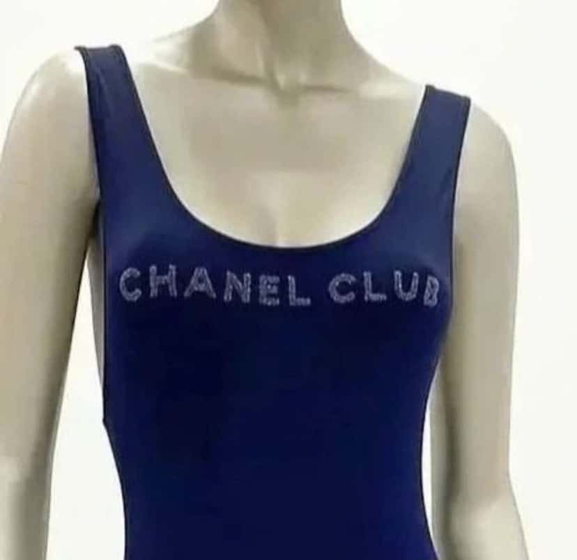 Chanel Club one piece Swimsuit Navy Cotton Very good condition - Back View