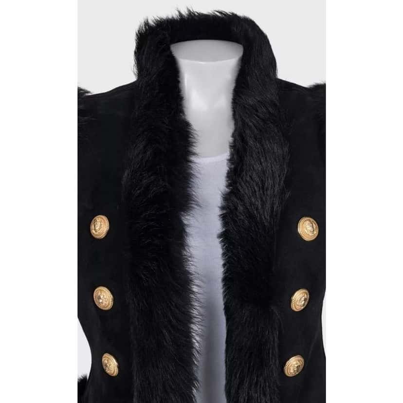 Balmain Lambskin Vest Black Leather Very good condition - Back View