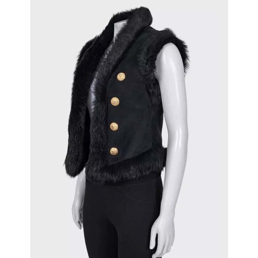 Balmain Lambskin Vest Black Leather Very good condition - Inside View