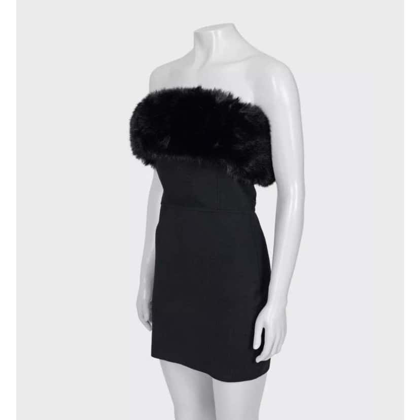 Saint Laurent Trim Sleeveless Dress Black Wool Good condition - Back View