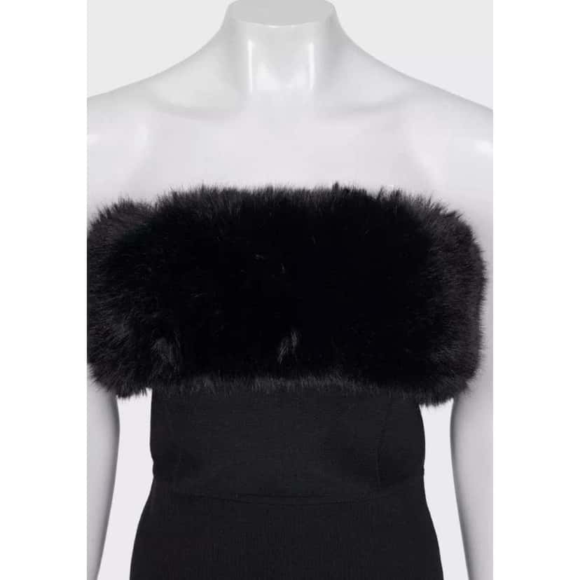 Saint Laurent Trim Sleeveless Dress Black Wool Good condition - Model View