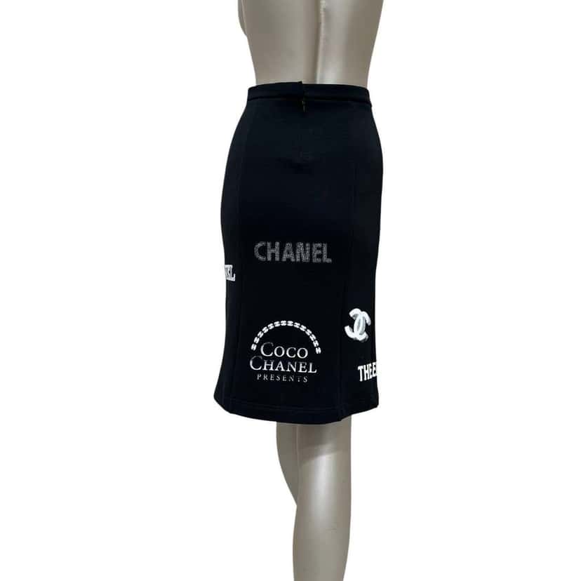 Chanel 2021 Logo Symbols Skirt Black Cotton Very good condition - Inside View