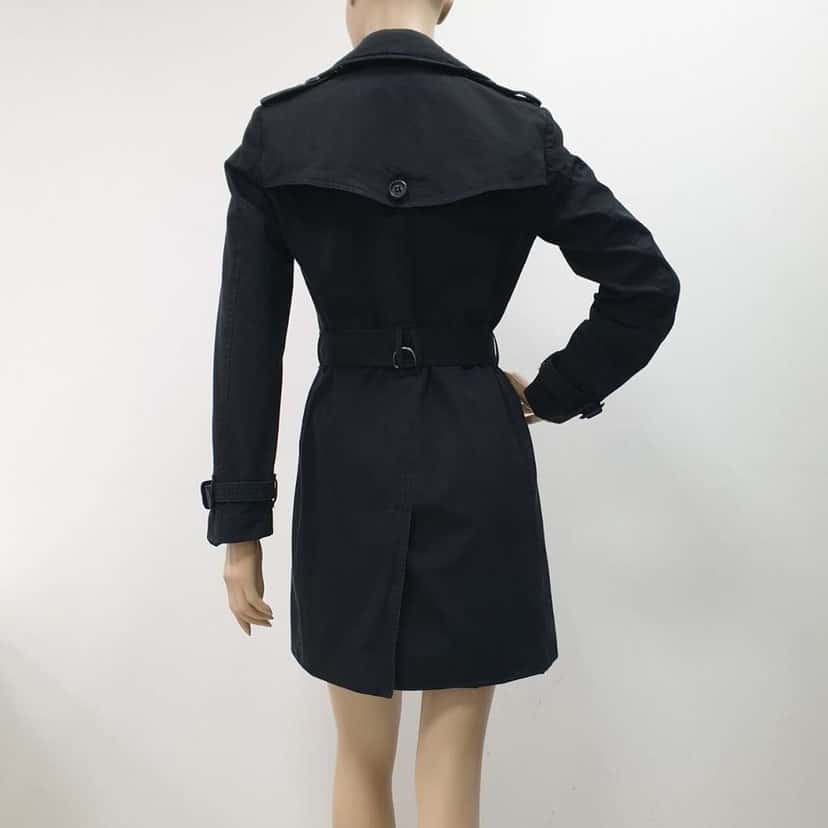 Burberry Double Breasted Trench Coat Black Cotton Very good condition - Back View