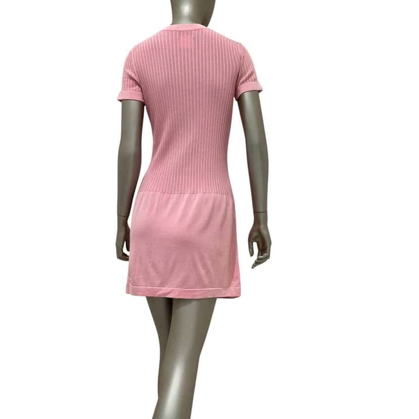 Chanel Magenta Ribbed Dress Gold Cotton Very good condition - Inside View