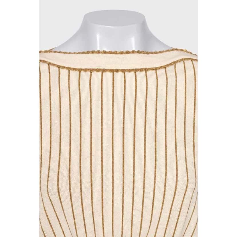 Gucci Stripe Dress Beige Cotton Very good condition - Model View