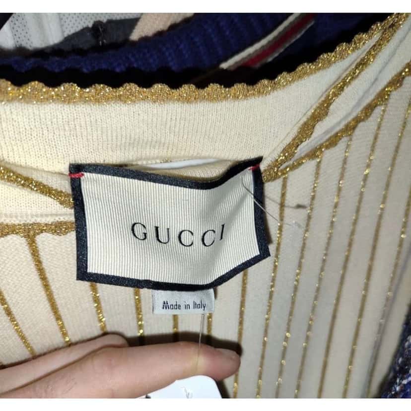 Gucci Stripe Dress Beige Cotton Very good condition - Box View