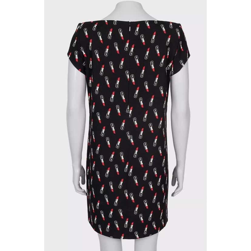 Saint Laurent Lipstick Print Dress Black Silk Very good condition - Inside View