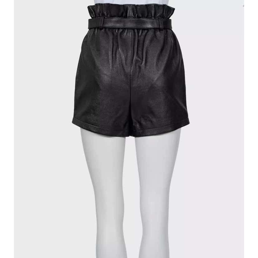 Saint Laurent Elastic Waist Shorts Black Leather Very good condition - Inside View