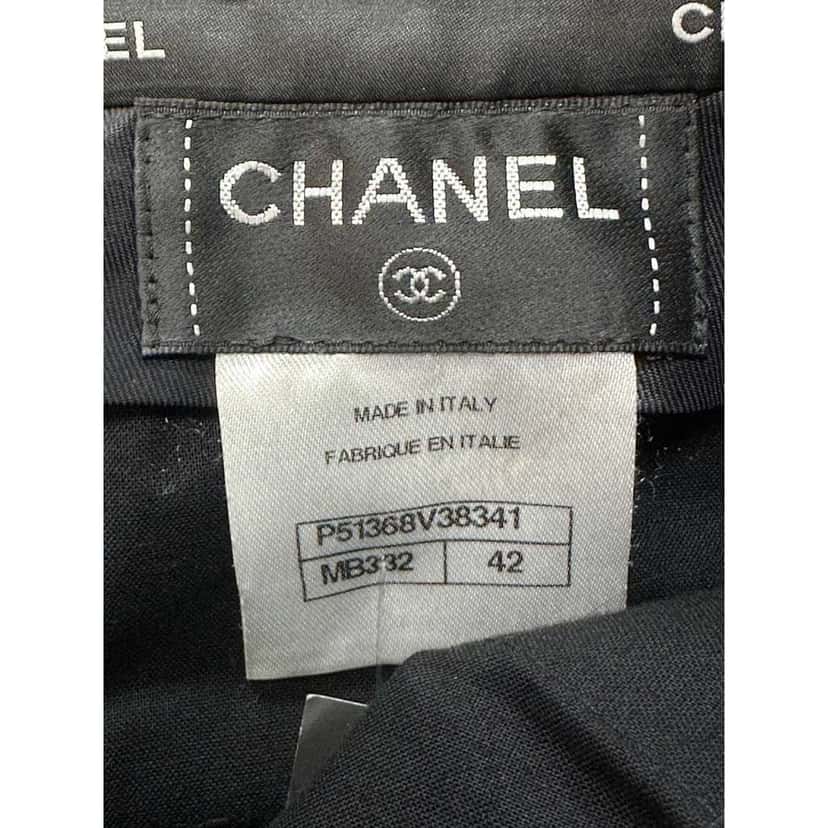 Chanel 2023 Striped Wide Leg Jeans Black Cotton Very good condition - Box View