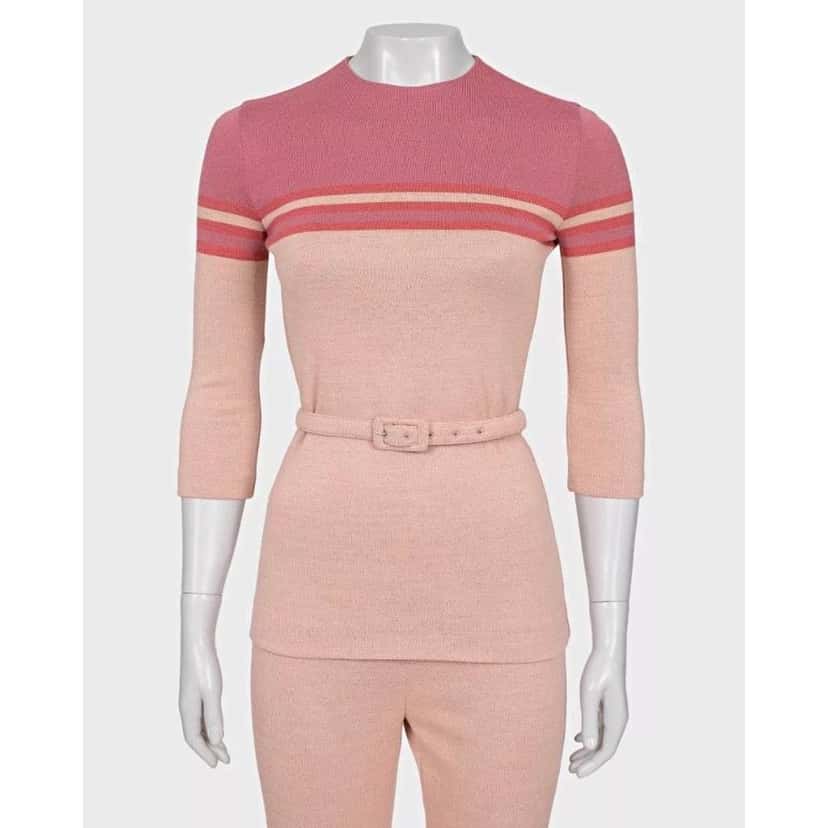 Miu Miu Striped Suit Set Pink Cotton Very good condition - Box View