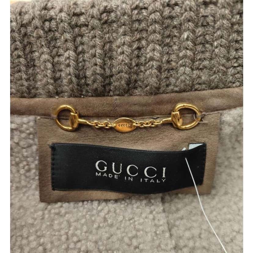 Gucci Collar Belted Jacket Brown Leather Very good condition - Box View