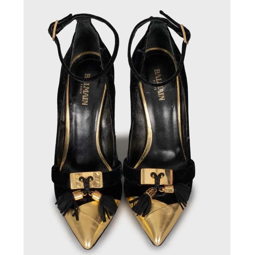 Balmain Pumps with Heels Black Leather Very good condition - Back View