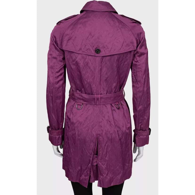Burberry Double Breasted Trench Coat Purple Cotton Very good condition - Inside View