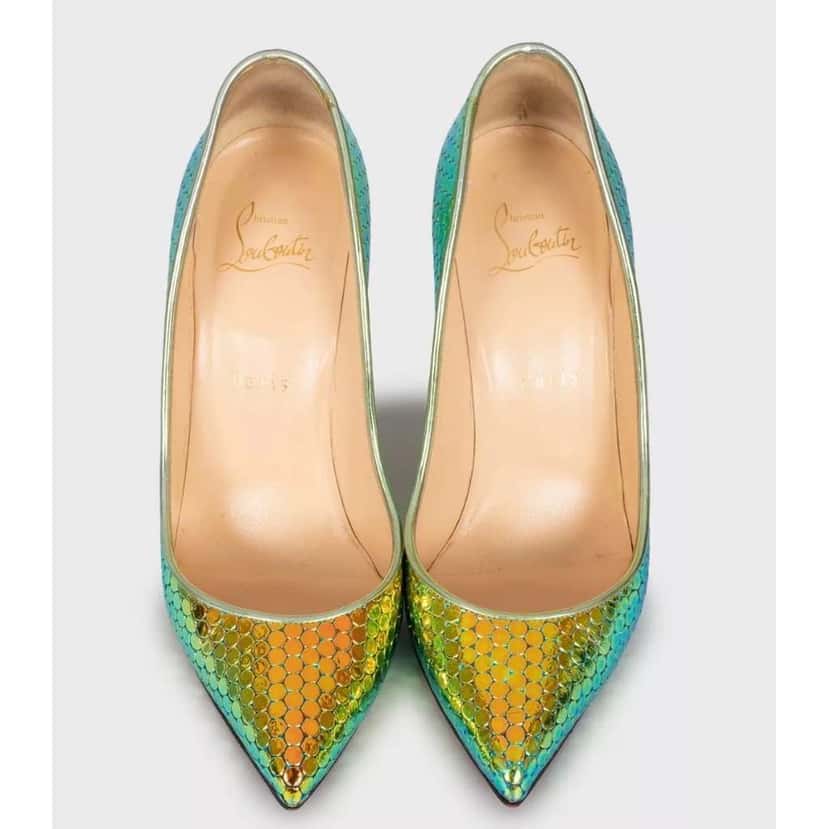 Christian Louboutin Pigalle Pumps Green Leather Very good condition - Back View