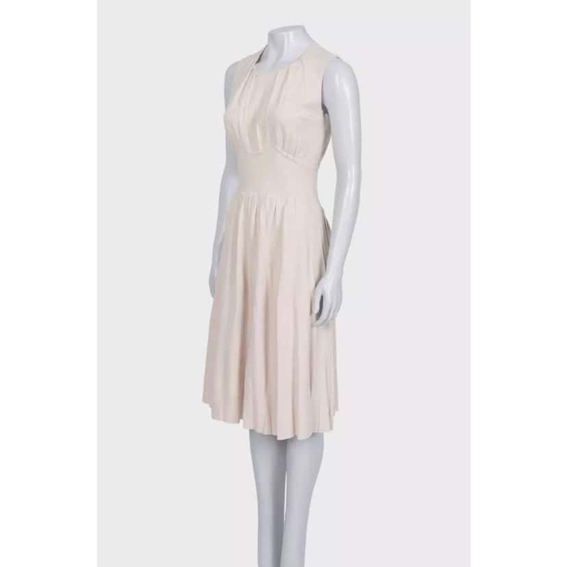 Prada Fitted Sleeveless Dress Beige Wool Very good condition - Back View