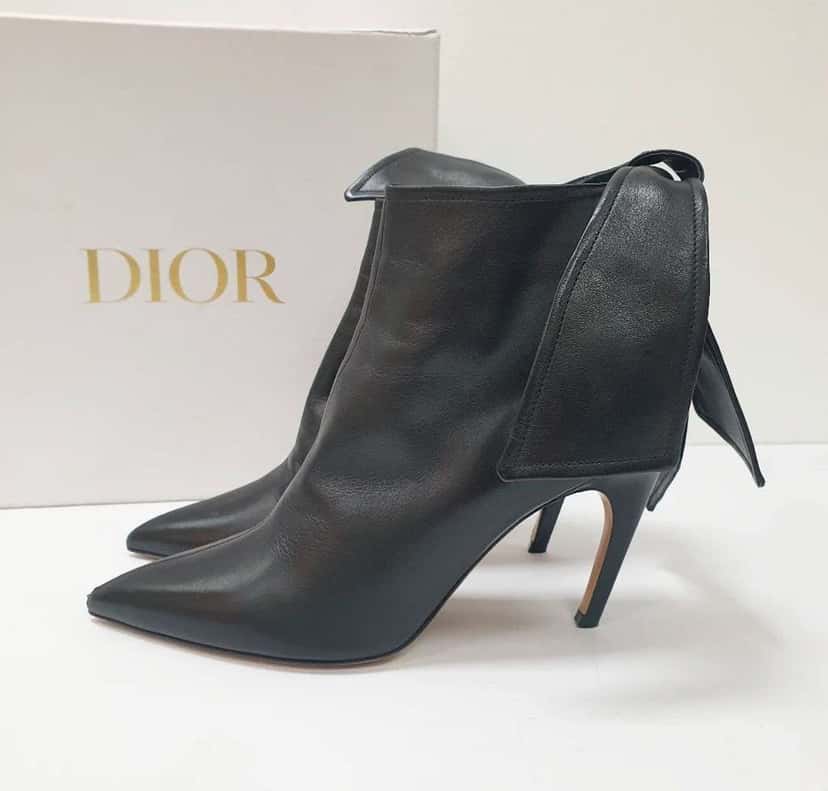 Dior Christian Ties Heels Booties Black Leather Very good condition - Inside View