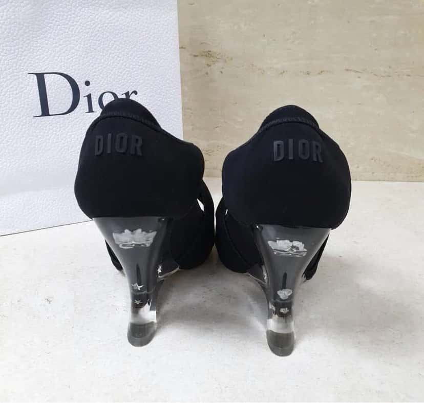 Dior Christian Neoprene Strappy Sandals Black Leather Very good condition - Box View