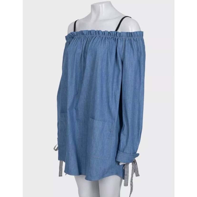 Miu Miu Loose Fit Button Back Dress Blue Cotton Very good condition - Back View