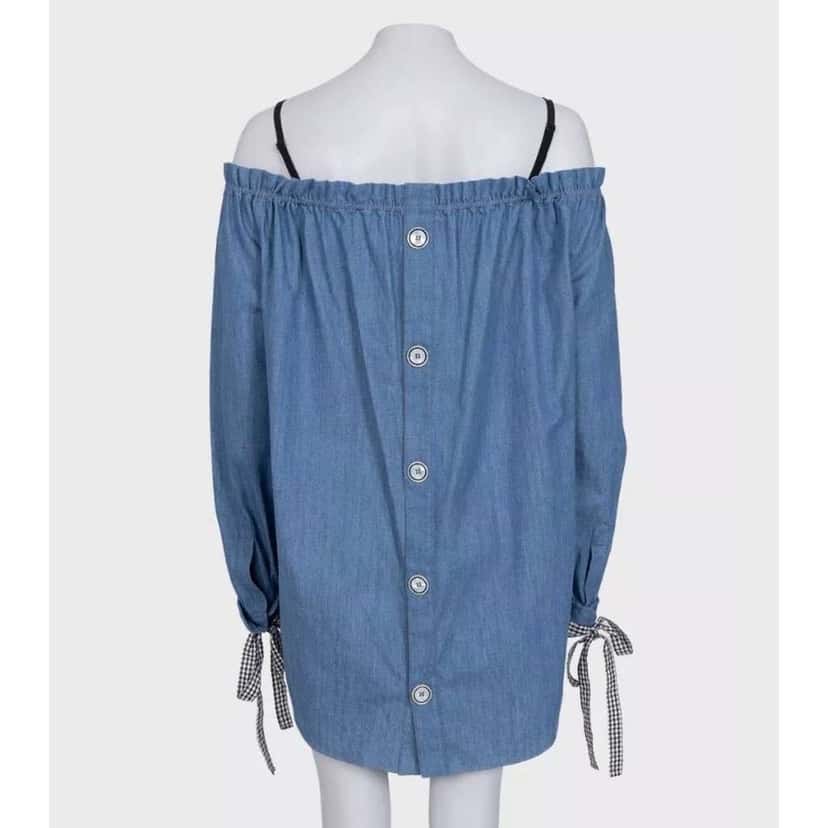 Miu Miu Loose Fit Button Back Dress Blue Cotton Very good condition - Inside View