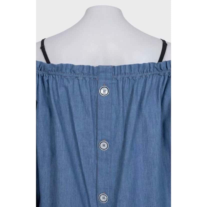 Miu Miu Loose Fit Button Back Dress Blue Cotton Very good condition - Model View