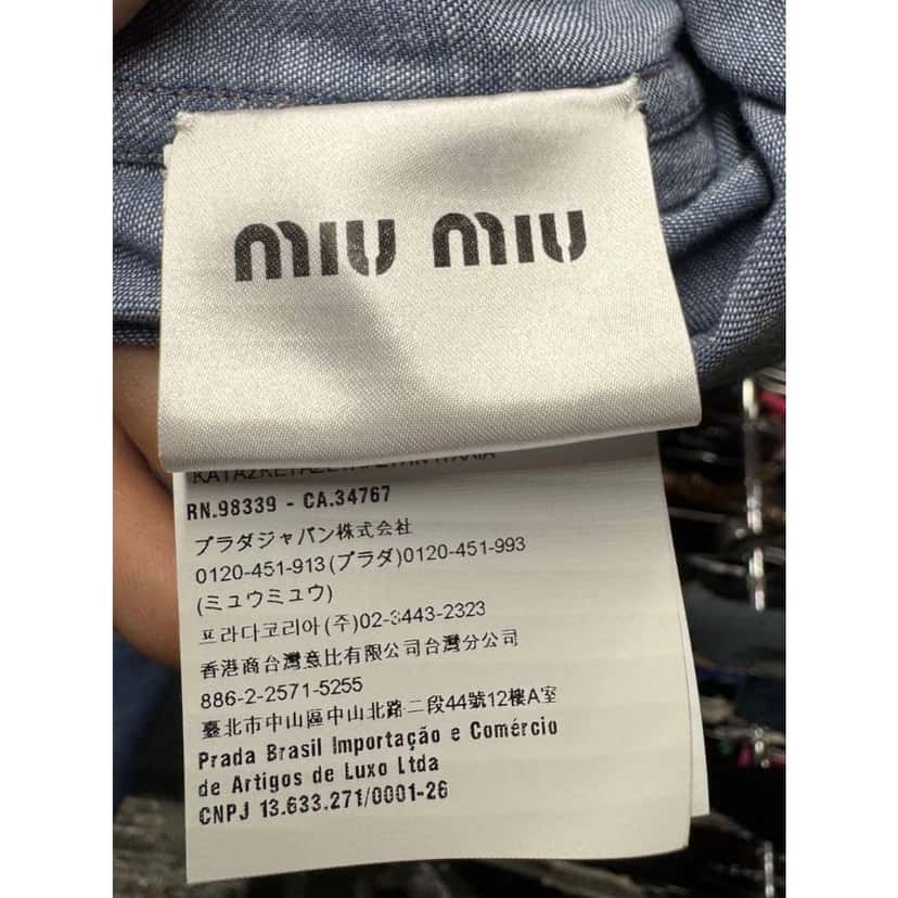 Miu Miu Loose Fit Button Back Dress Blue Cotton Very good condition - Box View