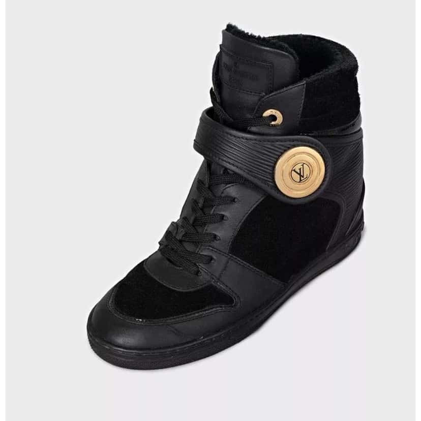Louis Vuitton Wedge Sneakers Black Leather Good condition - Inside View