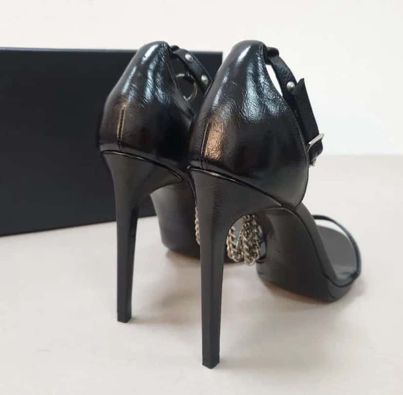 Saint Laurent Heeled Sandals Black Leather Very good condition - Back View