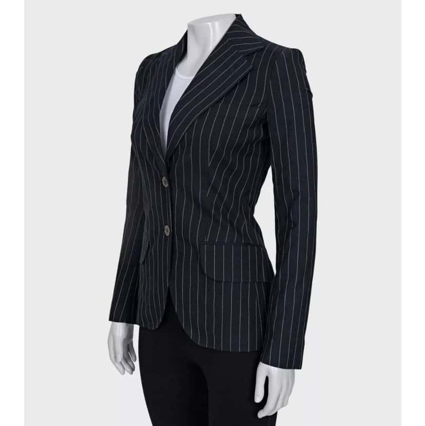 Dolce & Gabbana Pinstripe Fitted Blazer Navy Cotton Very good condition - Back View