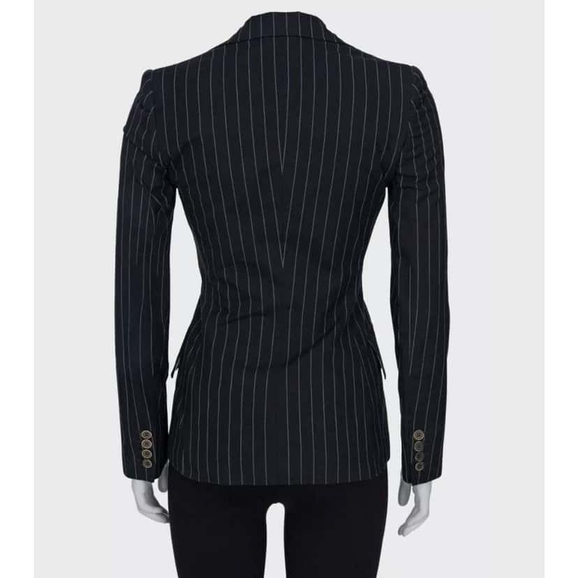 Dolce & Gabbana Pinstripe Fitted Blazer Navy Cotton Very good condition - Inside View
