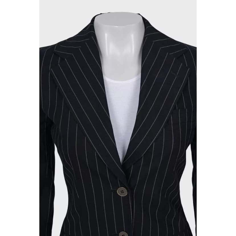 Dolce & Gabbana Pinstripe Fitted Blazer Navy Cotton Very good condition - Model View