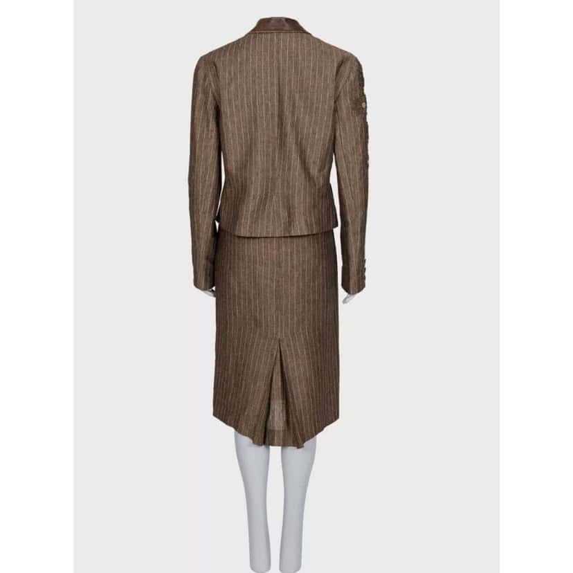 Dior Christian Suit Jacket Skirt Brown Leather Very good condition - Inside View