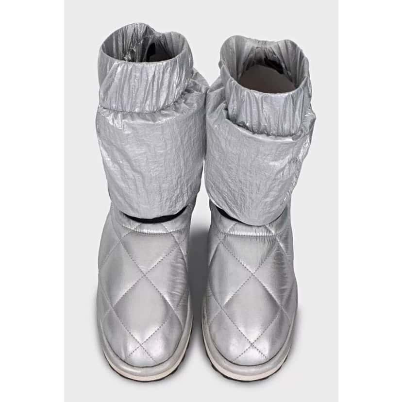 Dolce & Gabbana Elastic Ankle Boots Silver Leather Very good condition - Back View