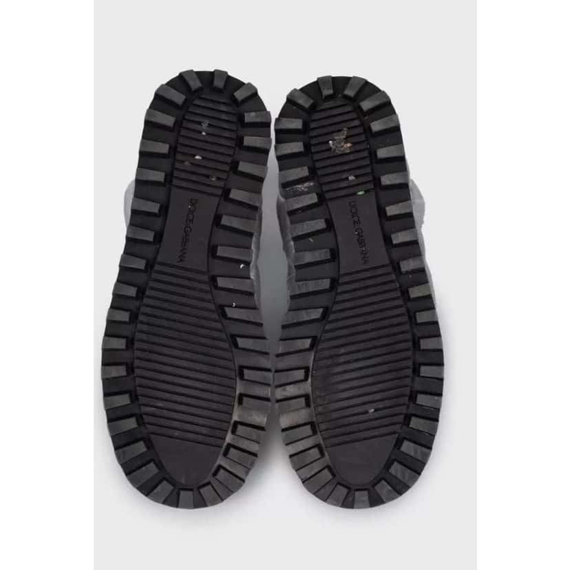 Dolce & Gabbana Elastic Ankle Boots Silver Leather Very good condition - Box View