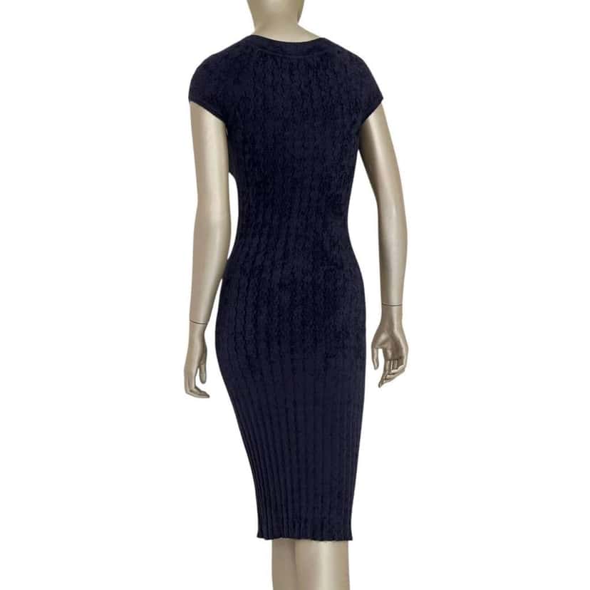 Chanel Anthracite Viscose Shanghai Knit Dress Grey Very good condition - Back View