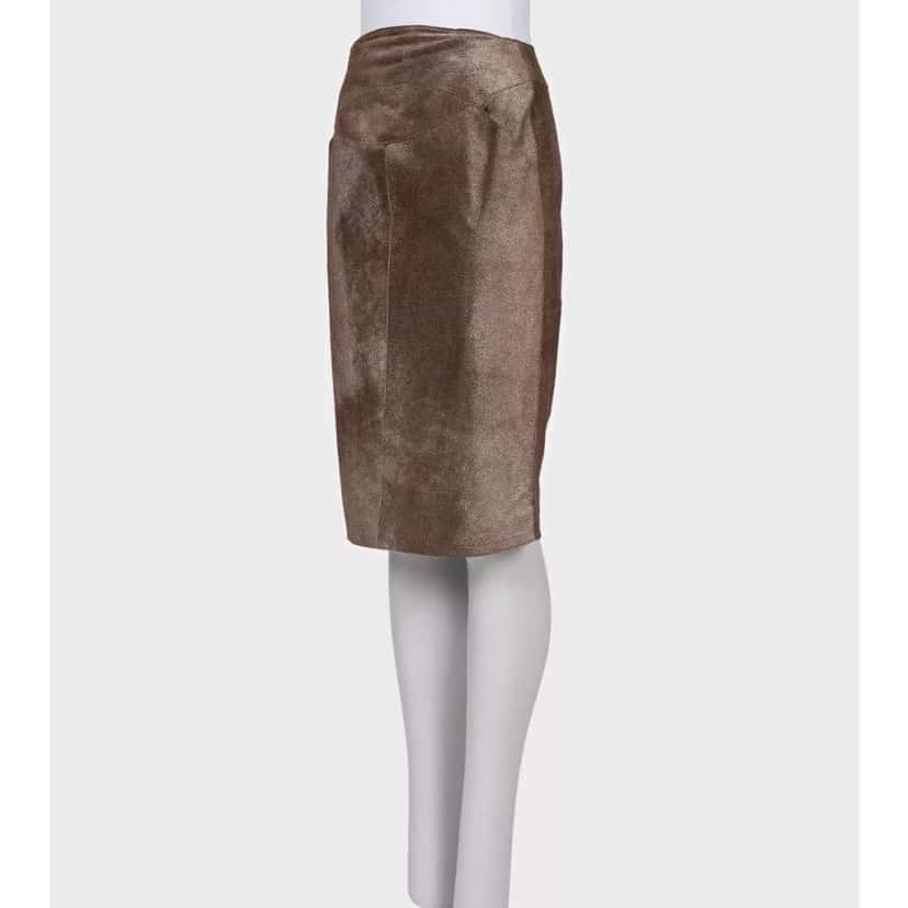 Chanel Pencil Skirt / US Brown Leather Very good condition - Back View