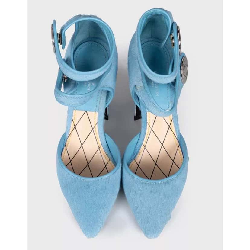 Louis Vuitton Haircalf Pointed Toe Pumps Blue Leather Very good condition - Back View