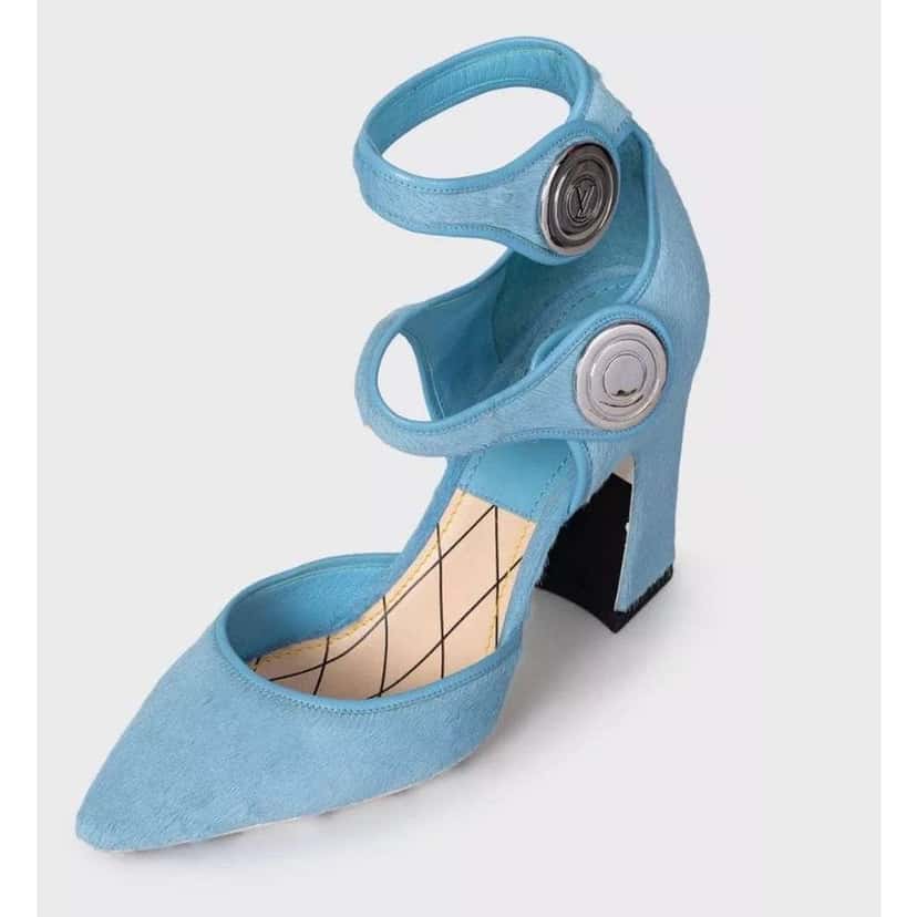 Louis Vuitton Haircalf Pointed Toe Pumps Blue Leather Very good condition - Inside View