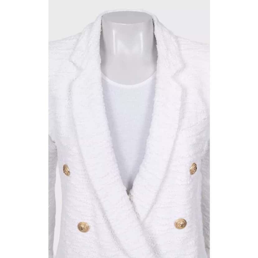 Balmain Double Breasted Jacket White Cotton Very good condition - Model View