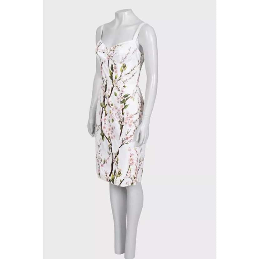 Dolce & Gabbana Floral Print Mini Dress White Cotton Very good condition - Back View