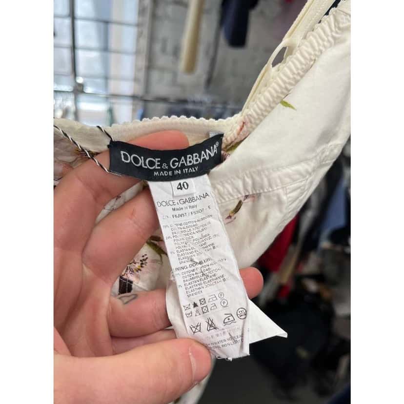 Dolce & Gabbana Floral Print Mini Dress White Cotton Very good condition - Box View