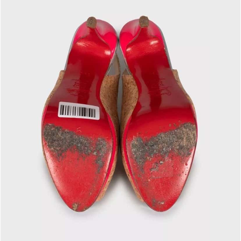 Christian Louboutin Catenita Cork Heels Brown Leather Very good condition - Box View