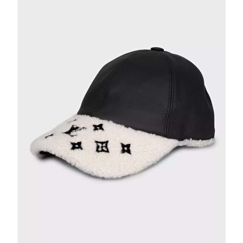 Louis Vuitton Lambskin Cap and Glove Set Black Leather Very good condition - Back View