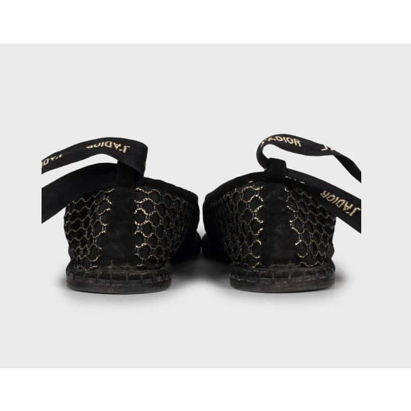 Dior Christian J’A Mesh Ballet Flats Black Leather Very good condition - Model View