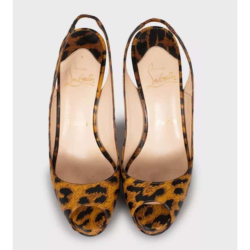 Christian Louboutin Animal Print Heels Brown Leather Good condition - Back View