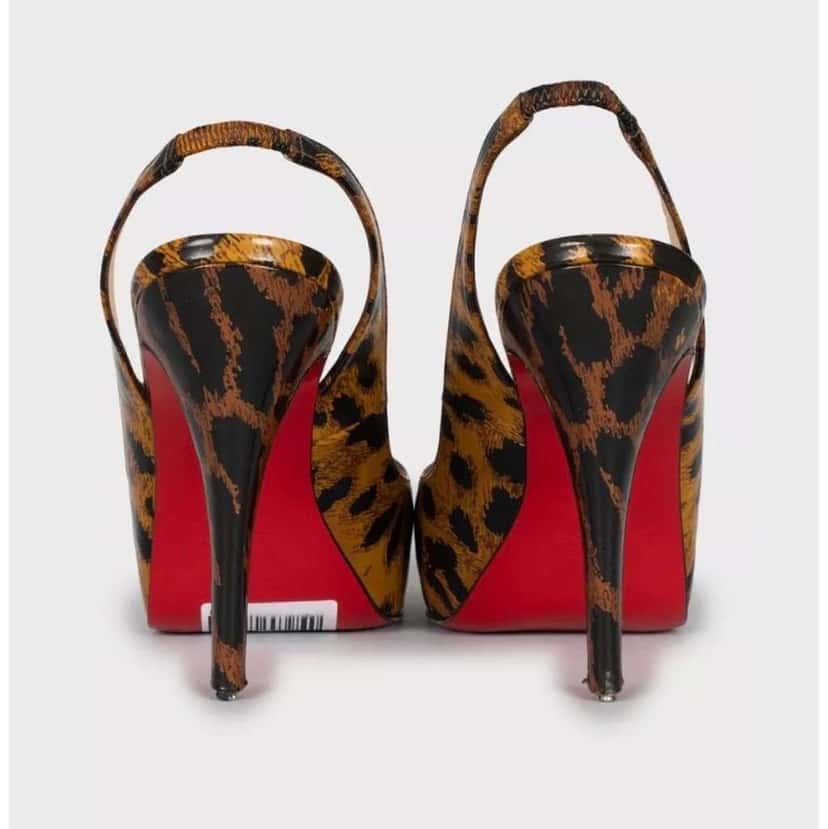 Christian Louboutin Animal Print Heels Brown Leather Good condition - Model View
