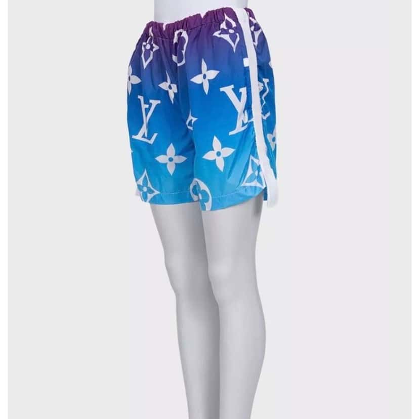 Louis Vuitton Monogram Shorts Blue Silk Very good condition - Back View