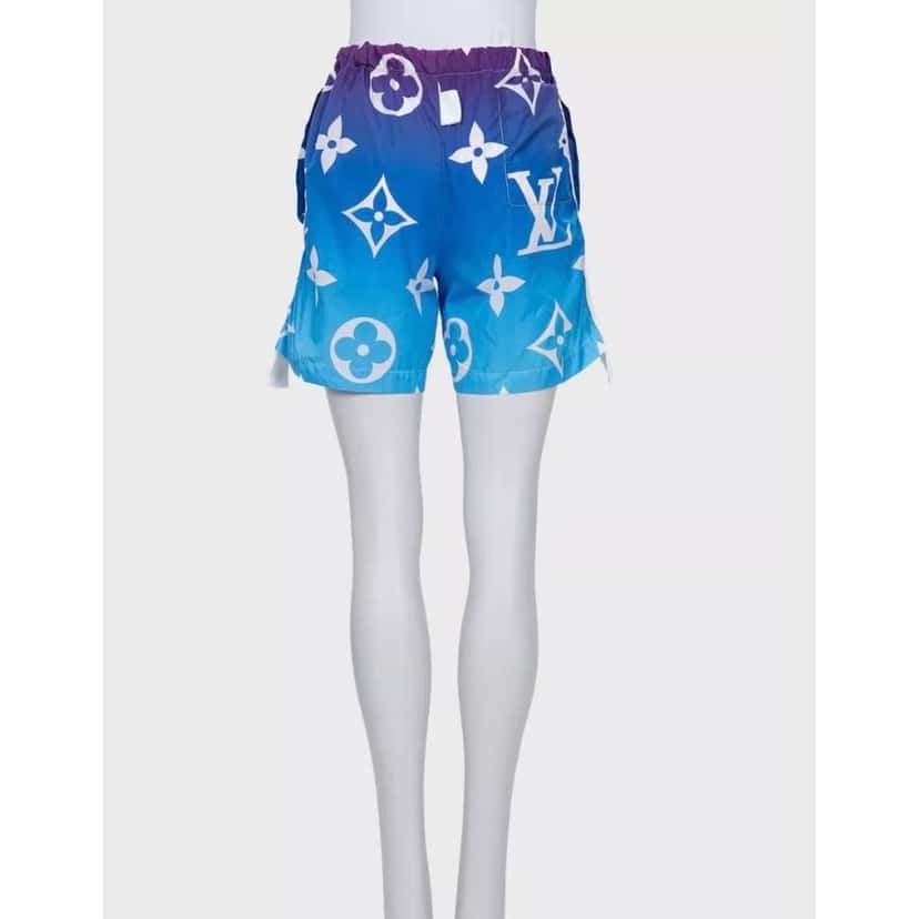 Louis Vuitton Monogram Shorts Blue Silk Very good condition - Inside View
